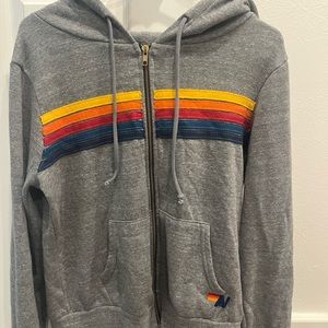 Aviator Nation - 5 STRIPE HOODIE - HEATHER GREY